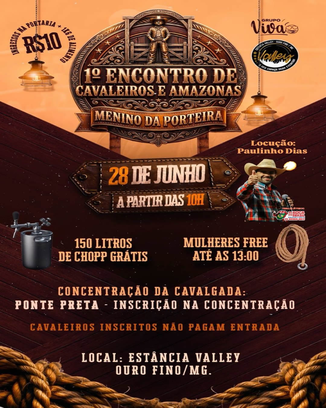 1º Encontro de Cavaleiros e Amazonas “Menino da Porteira” acontece em Ouro Fino com cavalgada e atrações especiais